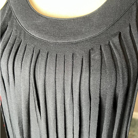 NEW Kensie Maxi Halter Dress Size S in Black with Long Fringe at Front Neckline - Picture 2 of 7
